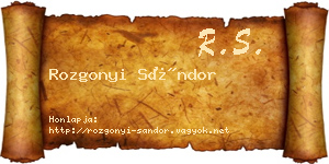 Rozgonyi Sándor névjegykártya