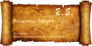 Rozgonyi Sándor névjegykártya